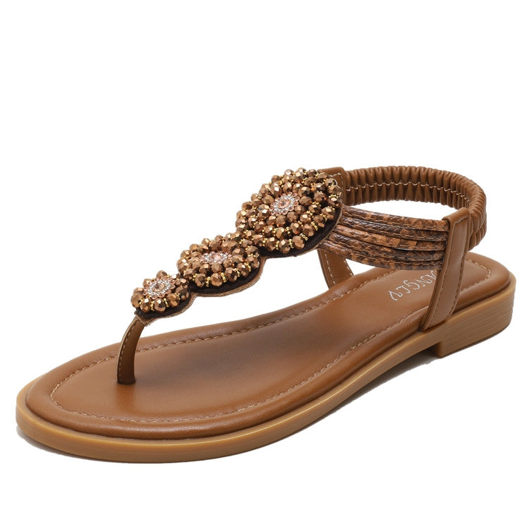 Ladies Summer Bohemian Roman Sandals Seaside Flat Beach Shoes Reluova