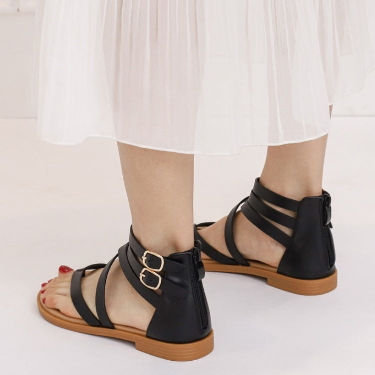 Ladies Summer Strappy Cross Sandals Roman Style Low-Heeled Retro Shoes Reluova