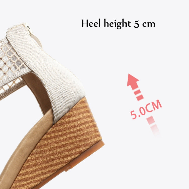 Ladies Summer Sandals All-Match Casual Mesh Thick Sole Wedge Heel Shoes