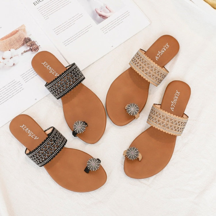 Women Summer Sandals Bohemian Style Buckle Seaside Flats Shoes Reluova