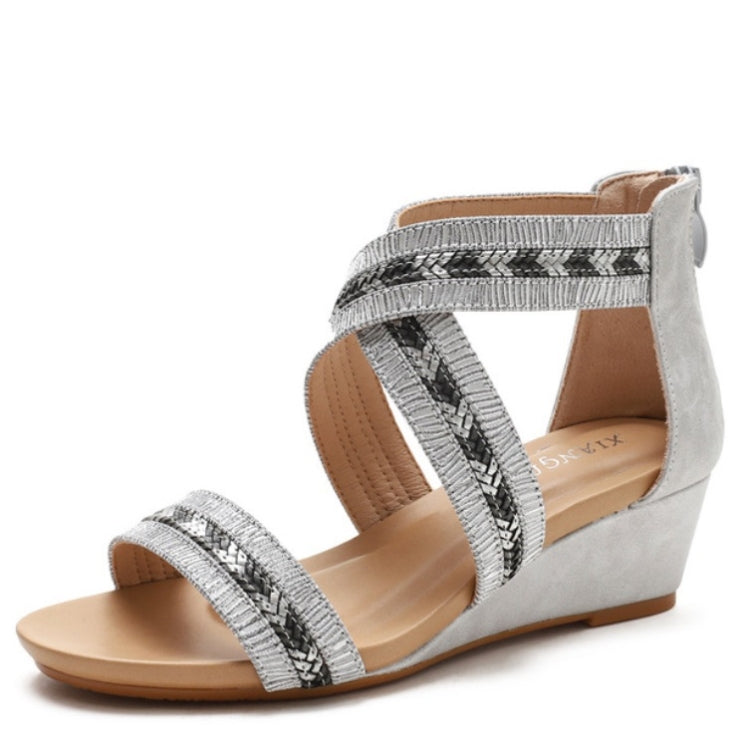 Ladies Summer Slope Heel Sandals Non-Slip Open-Toed Roman Style Shoes Reluova