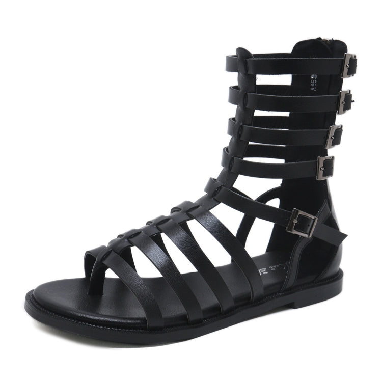 Ladies Open Toe Back Zip High-Top Sandals Flat Roman Style Sandals