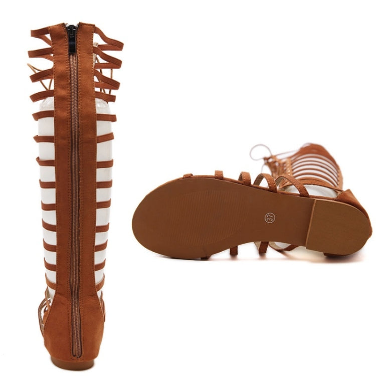 Women Roman Style Sandals Flat Hollow Strap High-Top Sandals Reluova