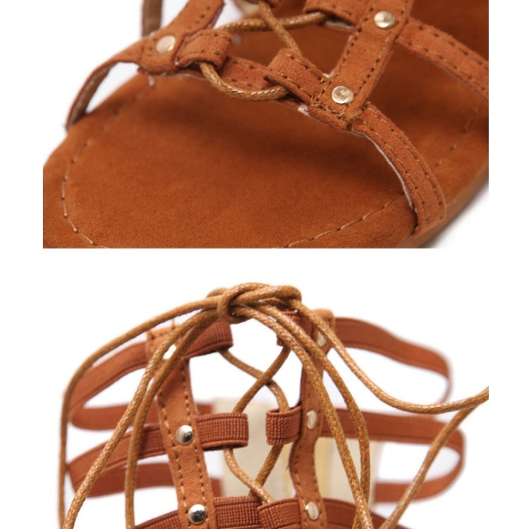 Women Roman Style Sandals Flat Hollow Strap High-Top Sandals Reluova