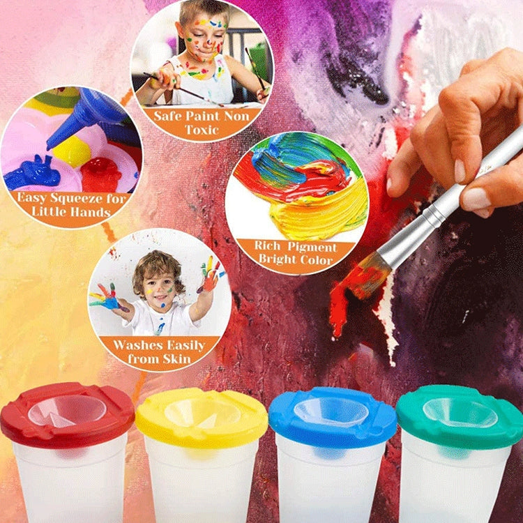 Children Plastic Pen Cup Bristles Graffiti Painting Brush Set