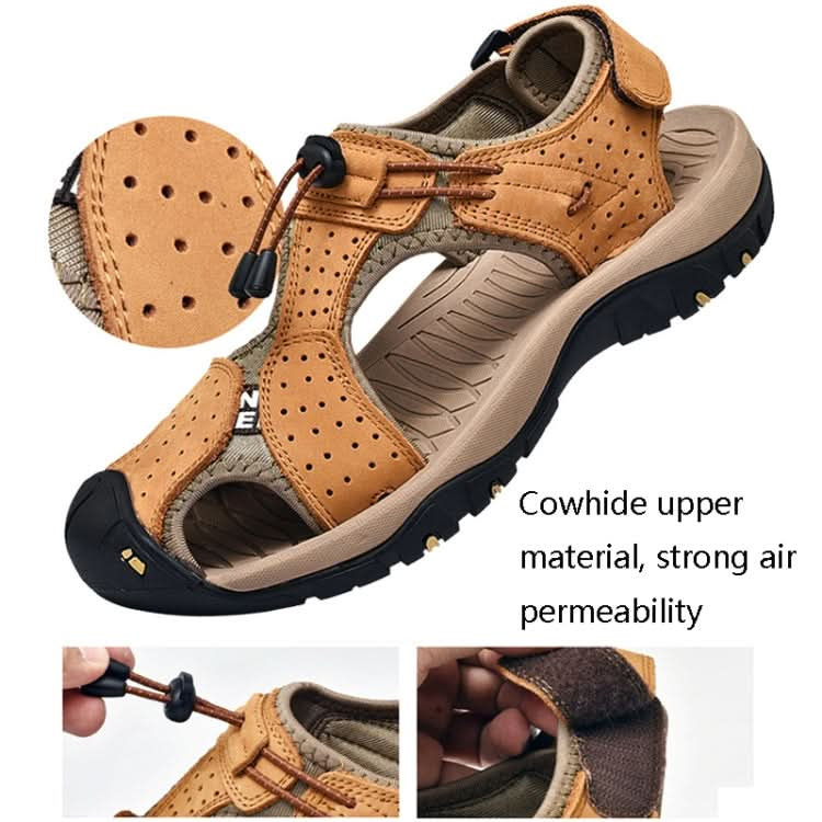 Summer Large Size Men Beach Shoes Leather Breathable Wading Casual Sandals Reluova