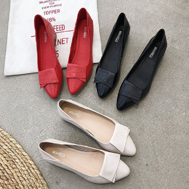 Spring And Summer Cowhide Shoes With Thick Heel Mid-Heel For Women