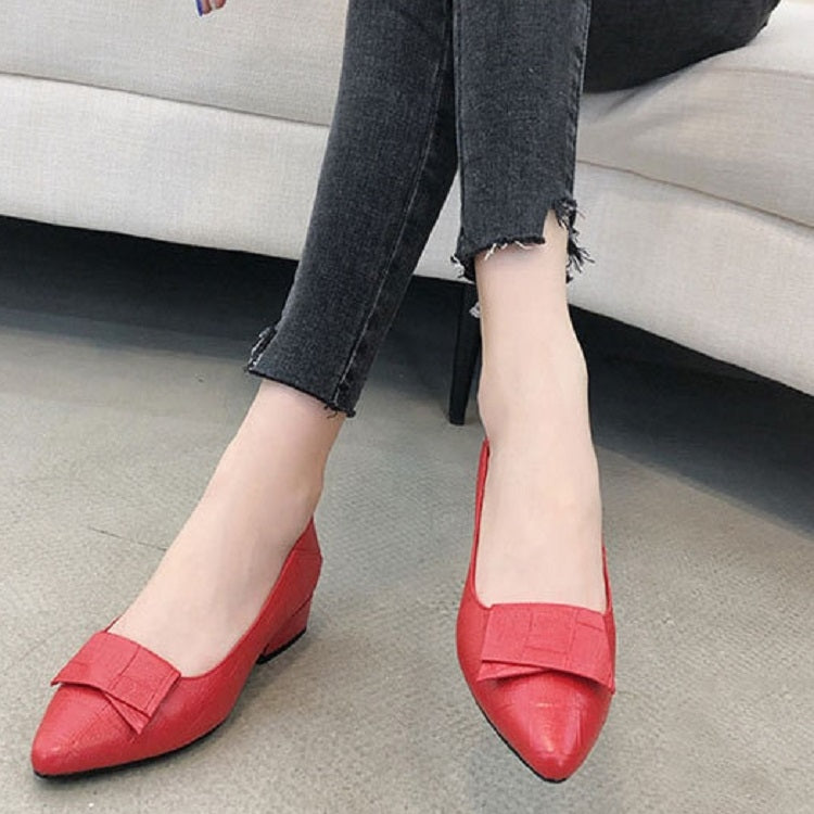 Spring And Summer Cowhide Shoes With Thick Heel Mid-Heel For Women Reluova