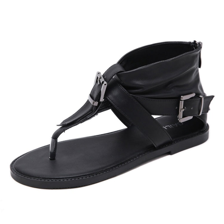 Ladies Belt Buckle Flip Flops Casual Flat Sandals