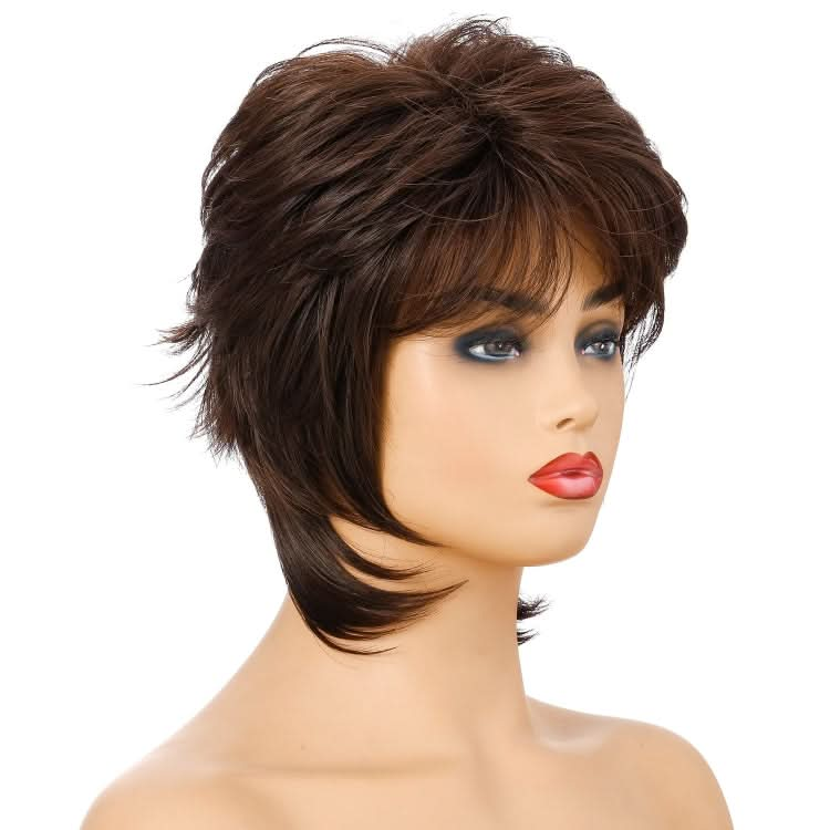 Women Short Hair Wig Full Bangs Chemical Fiber Hair Cover Reluova