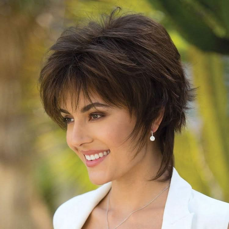 Women Short Hair Wig Full Bangs Chemical Fiber Hair Cover Reluova