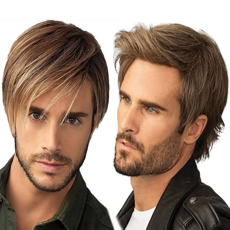 Men Realistic Natural High Temperature Wire Short Wigs Reluova