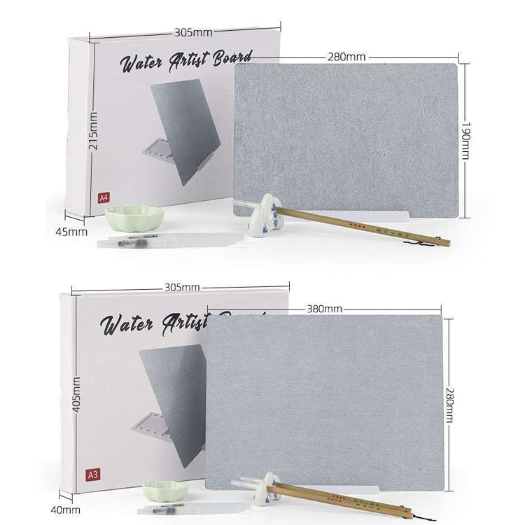 Writing Brush Water Calligraphy Practice Set Water Writing Board Reusable Water Writing Cloth