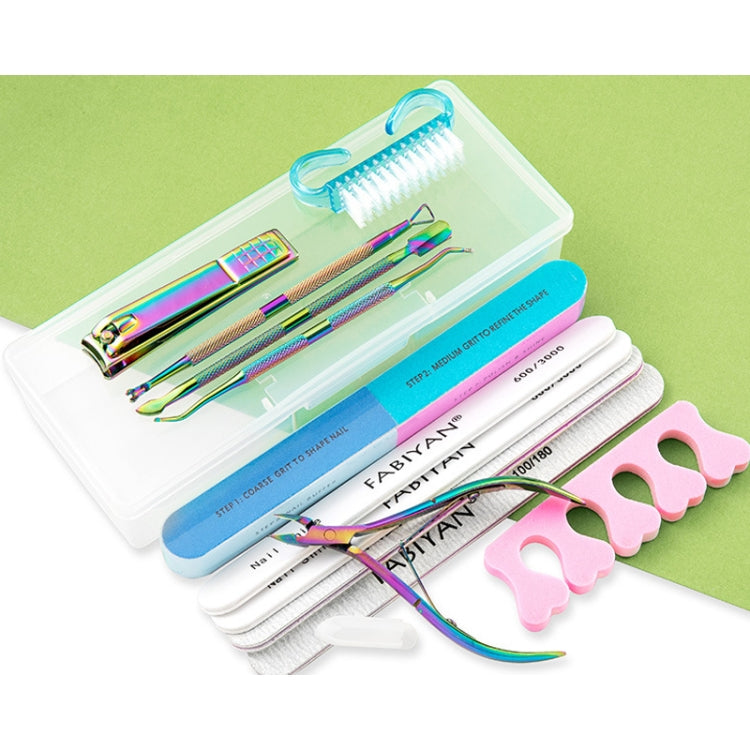 2 In 1 FABIYAN Color Titanium Nail Art Tool Set Dead Skin Shears Steel Push Nail File Pliers-Reluova