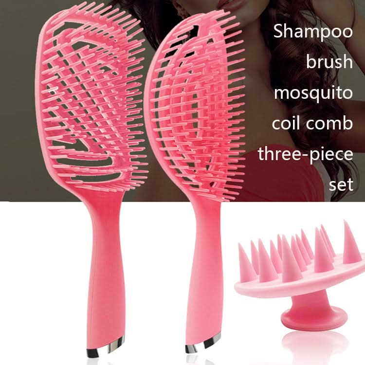 3 in 1 Plastic Curly Hair Salon Comb Set Hollow Massage Mosquito Comb-Reluova