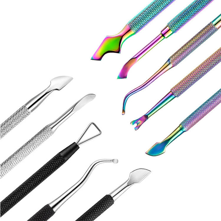 FABIYAN Stainless Steel Dead Skin Shear Steel Push Nail Art Tool Set, Specification: Set 3