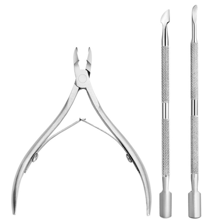 FABIYAN Stainless Steel Dead Skin Shear Steel Push Nail Art Tool Set, Specification: Set 3 Reluova