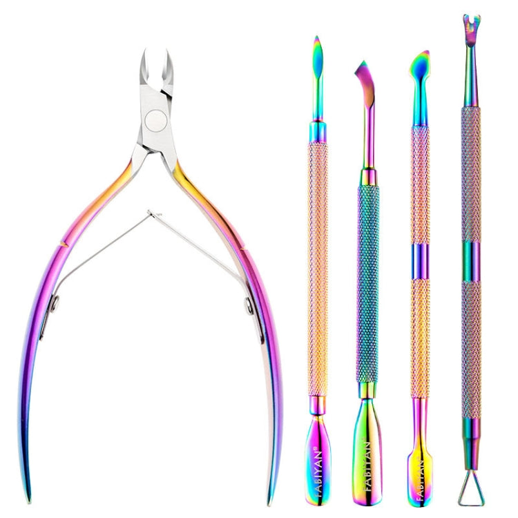 FABIYAN Stainless Steel Dead Skin Shear Steel Push Nail Art Tool Set, Specification: Set 3 Reluova