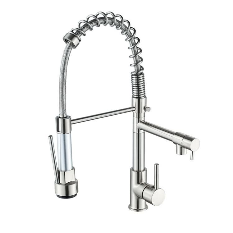 Copper And Nickel Brushed Double Outlet Spring Faucet Rotatable Kitchen Hot And Cold Water Faucet Reluova