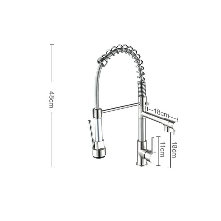 Copper And Nickel Brushed Double Outlet Spring Faucet Rotatable Kitchen Hot And Cold Water Faucet Reluova