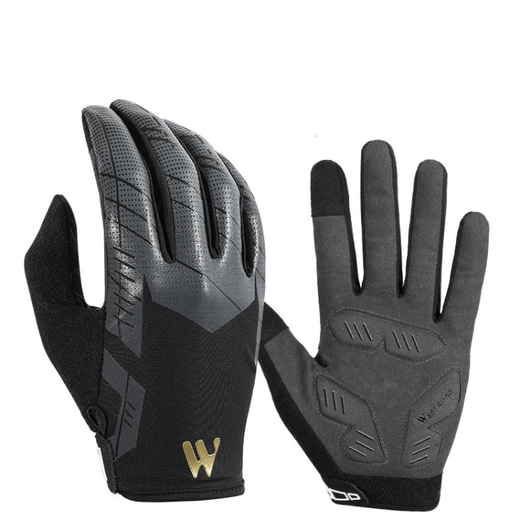 WEST BIKING YP0211207 Riding Full Finger Gloves Road Bike Mountain Bike Locomotive Shock Absorber Gloves Reluova