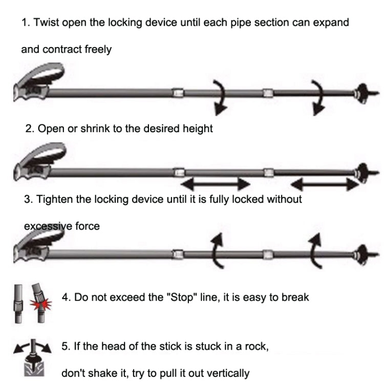 JUNGLELEOPARD Four-Section Curved Handle Aluminum Alloy Trekking Pole Reluova