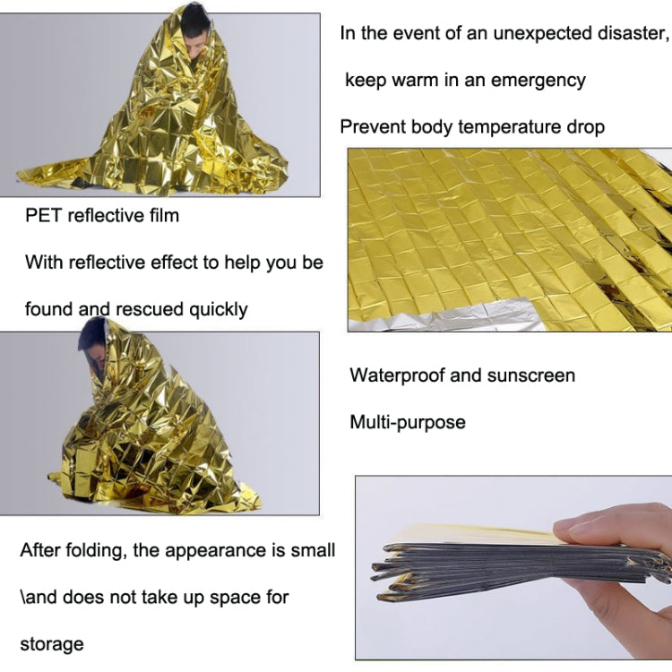 Outdoor Survival Emergency Insulation Blanket Gold Silver Double-Sided Moisture-Proof Mat, Size: 2.2x1.6m Reluova