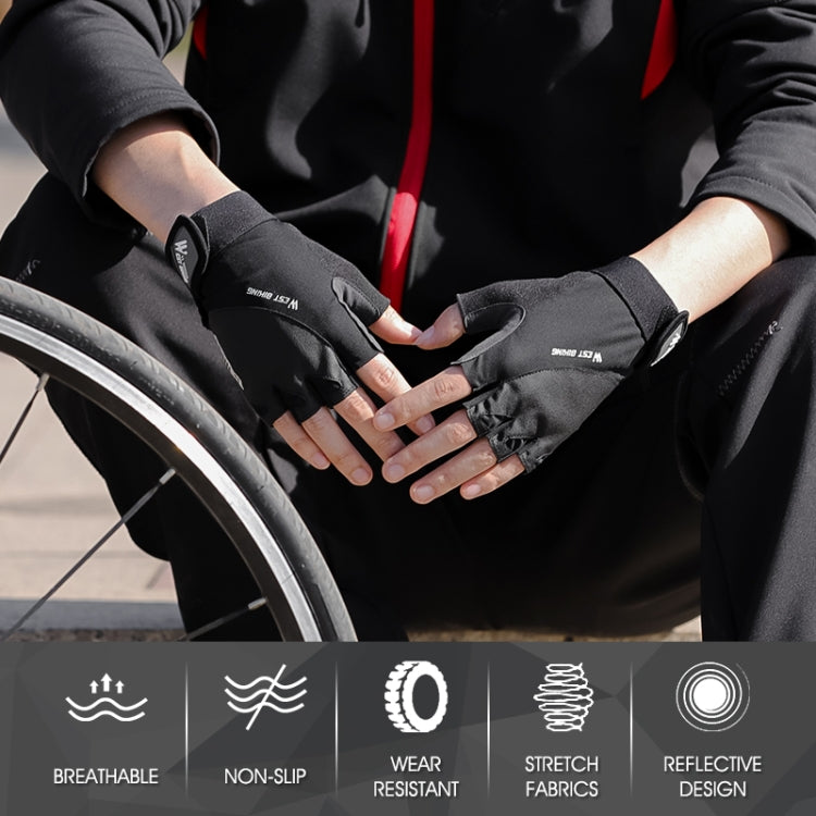 WEST BIKING YP0211210 Mountain Cycling Gloves Half Finger Breathable Anti-Slip Gloves Riding Equipment Reluova