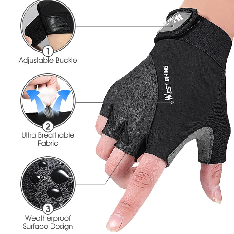 WEST BIKING YP0211210 Mountain Cycling Gloves Half Finger Breathable Anti-Slip Gloves Riding Equipment