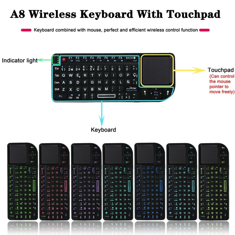 A8 Mini Wireless Mouse And Keyboard With Laser Touchpad Keyboard