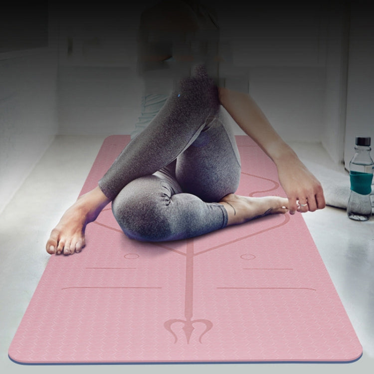 BSJ002 TPE Double Layer Two-Color Yoga Mat Fitness Mat with Body Line Reluova