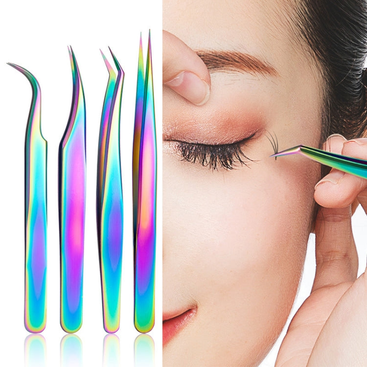 Nail Art Eyelash Tweezers Stainless Steel Colorful High Precision Grafting Eyelash Curler Reluova