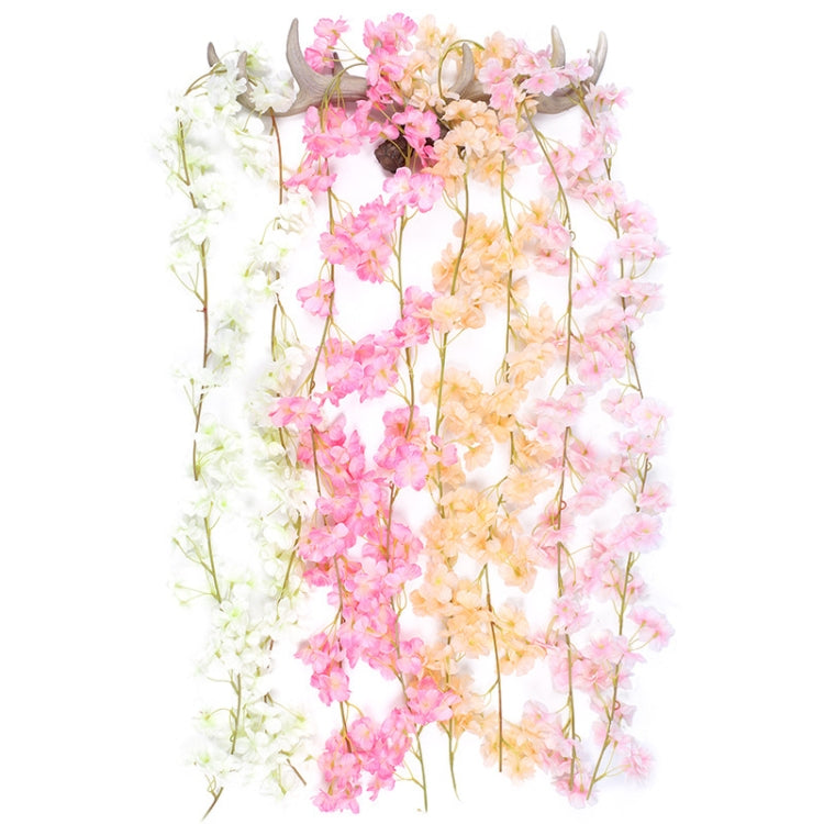 Simulation Sakura Rattan Plastic Decorative Flower Vine, Colour: 135 Flowers Deep Pink My Store