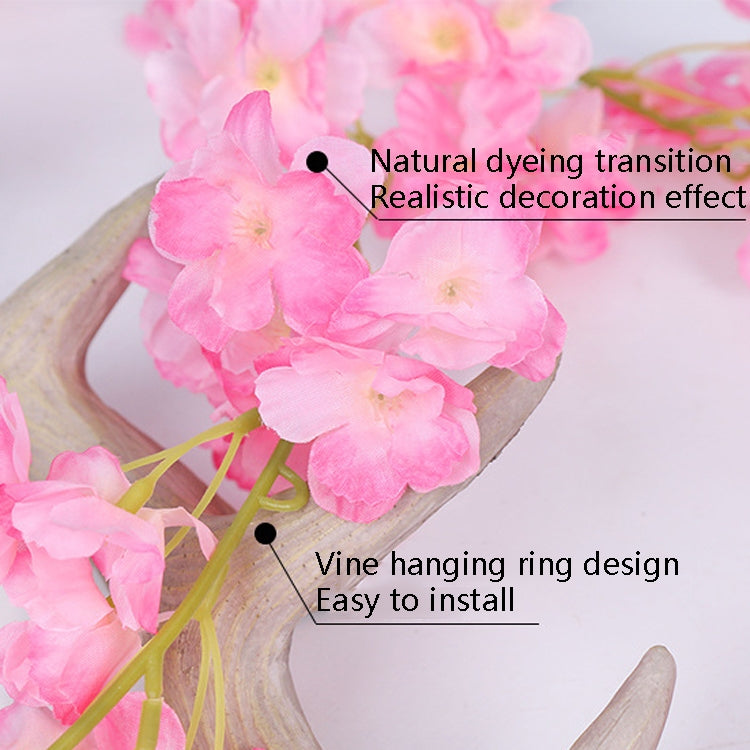 Simulation Sakura Rattan Plastic Decorative Flower Vine, Colour: 135 Flowers Deep Pink My Store