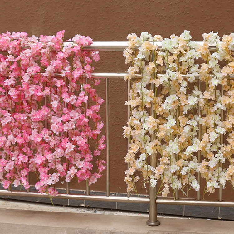 Simulation Sakura Rattan Plastic Decorative Flower Vine, Colour: 135 Flowers Deep Pink My Store