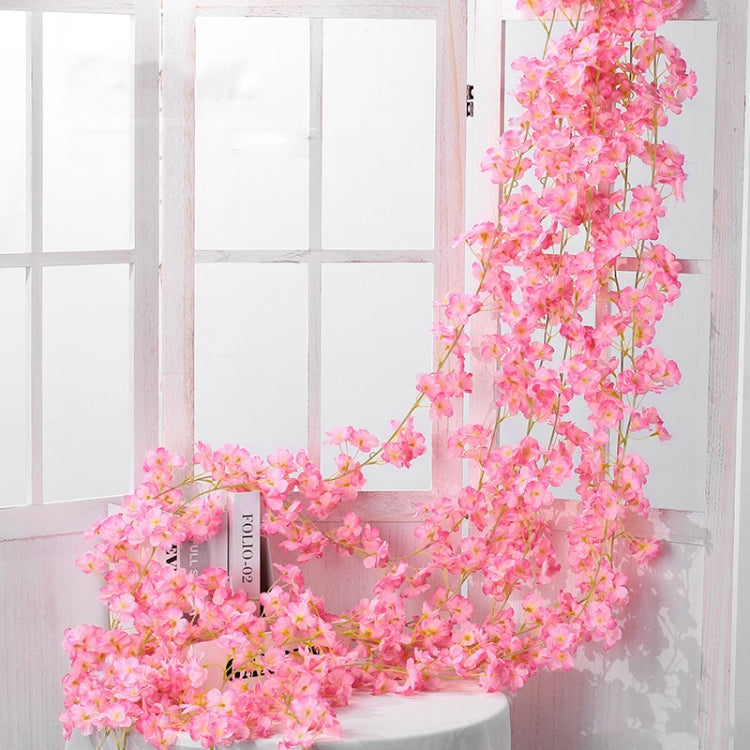 Simulation Sakura Rattan Plastic Decorative Flower Vine, Colour: 135 Flowers Deep Pink My Store