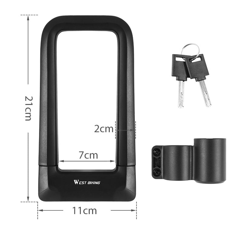 West Biking Silicone U-Shaped Lock Bicycle Lock Universal Waterproof Anti-Collision Alloy Key Lock Reluova