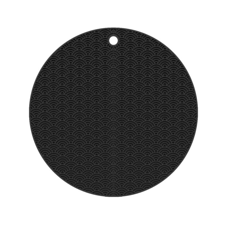 Geometry Kitchen Silicone Pot Holder Heat Insulation Pad Round(Black) Reluova