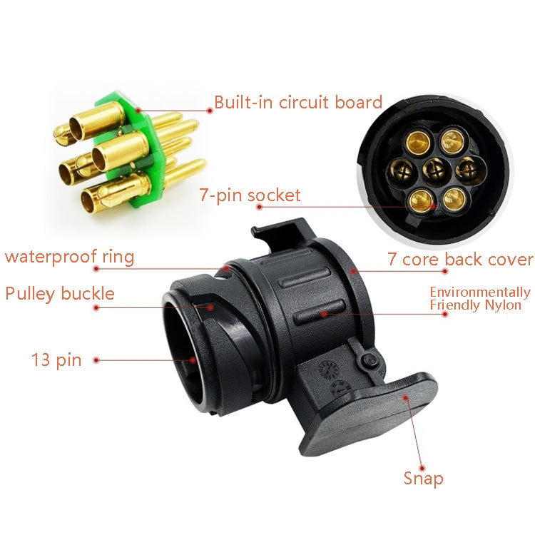 TS170E-Z 12V Car Resistance Trailer Plug Socket Trailer Tester Connector Recorder With 2 Conversion Heads EU Plug