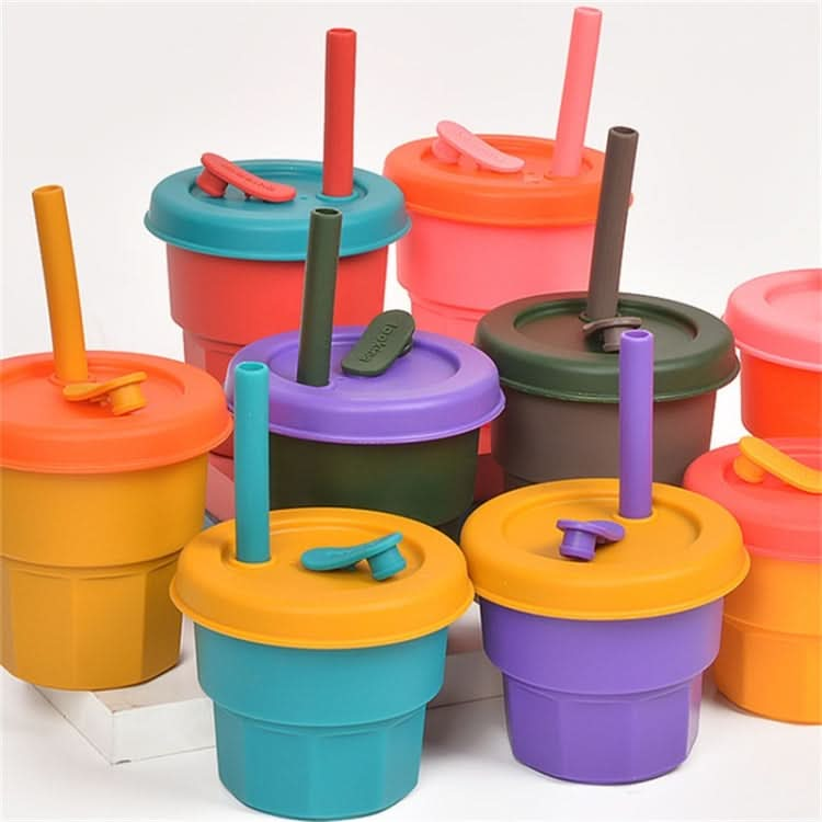 Children Silicone Straw Cups Drop And High Temperature Resistant Water Cups Reluova