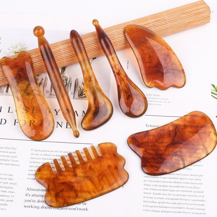 Resin Scraping Sheet Massage Facial Tendon Stick Beauty Salon Shave Board Acupuncture Pen, Color Classification: Amber Ingot Board