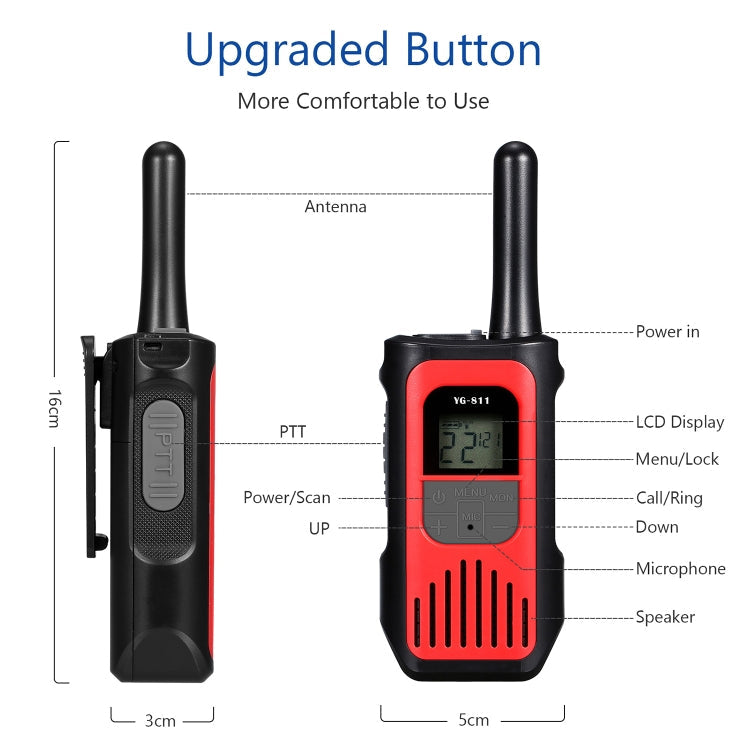 1 Pair YG-811 0.5W Children Handheld Wireless Walkie-Talkie Random Colour Delivery