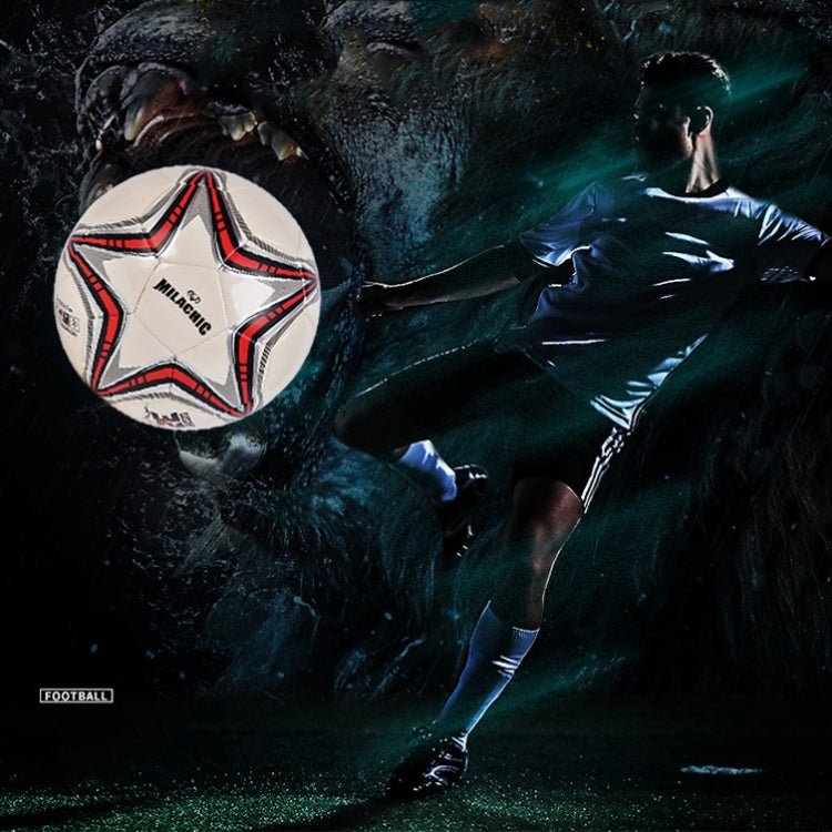 MILACHIC Big Five-pointed Star Pattern Explosion-Proof PU Leather Competition Training Football Reluova