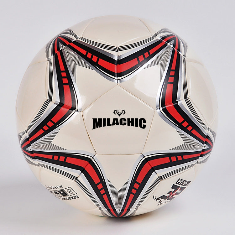 MILACHIC Big Five-pointed Star Pattern Explosion-Proof PU Leather Competition Training Football