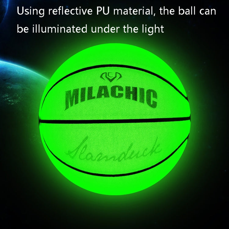 MILACHIC Number 7 Fluorescent Green Holographic Reflective Basketball Reluova