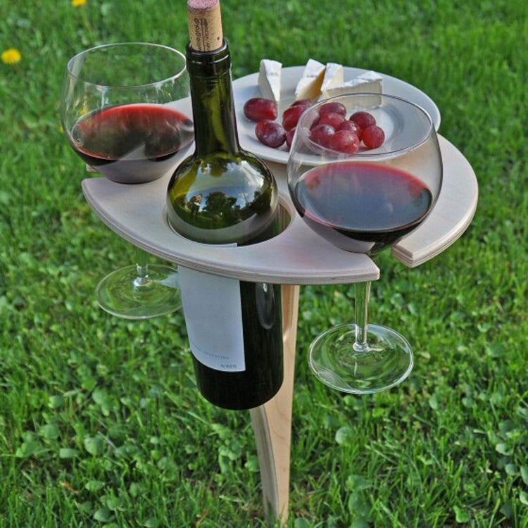 Wooden Lawn Folding Wine Rack Inserted Wine Rack Outdoor Picnic Wine Rack Folding Table Reluova