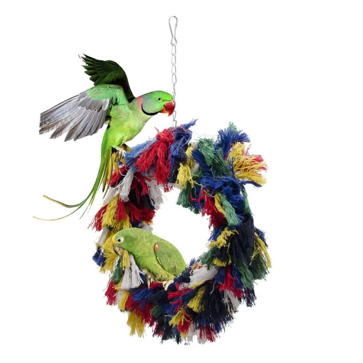 Bird Chew Toy Parrot Swing Cotton Rope Ring Swing Cotton Ring - Reluova