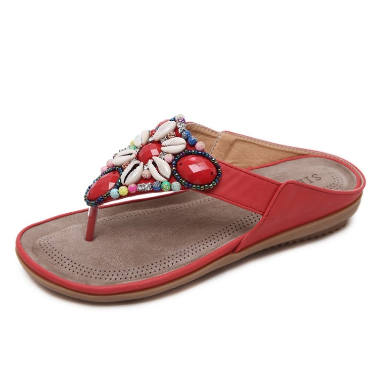 Ladies Summer Bohemian Sandals Seaside Retro Beaded Shell Slippers, Series 2 Reluova