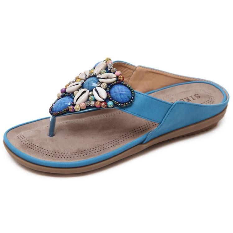 Ladies Summer Bohemian Sandals Seaside Retro Beaded Shell Slippers, Series 2 Reluova