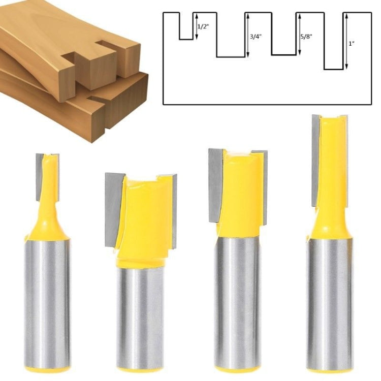 4 PCS/Set Woodworking Engraving Double-Edged Straight Knife Trimming Machine 1/2 Milling Cutter Head My Store